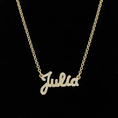 GARGANTILHA PERSONALIZADA CRAVEJADA ZIRCONIA ELO PORTUGUES